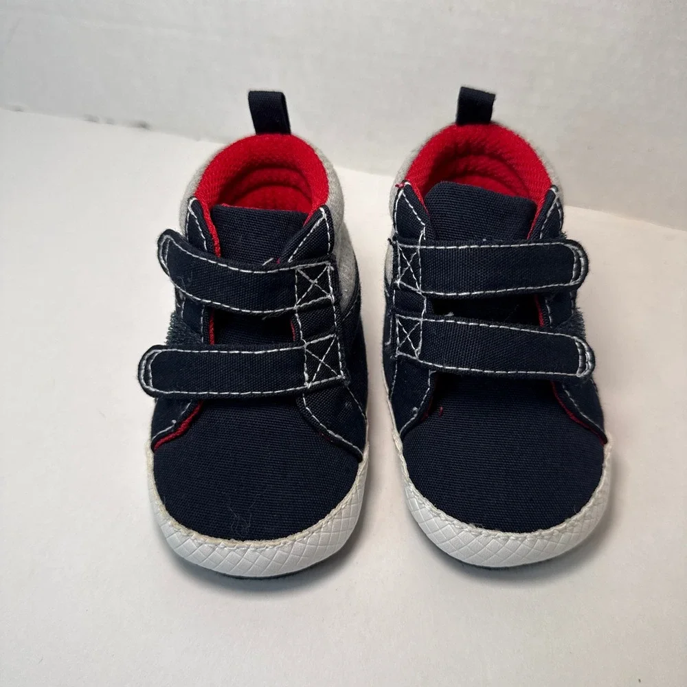 Carters Baby Boy Crib Shoe Sneakers Gray Navy 0-12 Months 2 Pairs NEW